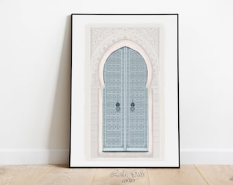 Moroccan Door Print: Blue Green Marrakesh Wall Art (Digital Download)