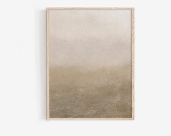 May include: A framed abstract painting with a gradient of beige, brown, and gray colors. The painting has a textured, watercolor-like appearance.