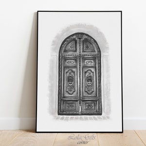Schwarze Tür Architektur Print: Reise-Wandkunst (Digitaler Download)