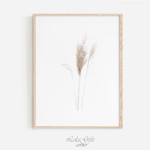 Neutral Art,Pampas Grass Print,Beige Botanical Print,Digital Download,Dried Plant Art,Boho Wall Art,Taupe Poster, Farmhouse Print,Minimalist