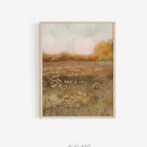 Autumn Field Painting, Landscape Wall Art, Abstract  Print, Neutral Wall Decor, Thanksgiving Poster, Muted Wall Art, Farmhouse Fall Print