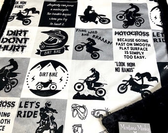 Motocross Patchwork - Designer Minky Luxe Blanket