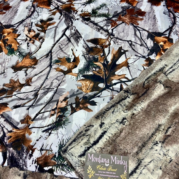 Camouflage Whiteout Designer Minky Luxe blanket