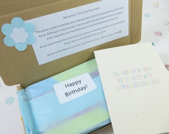 Happy Birthday, Letterbox Friendly Pick-Me-Up Gift, The Smile Parcel Mini, Friend, Inspiration, Smile, Positivity, Mental Health