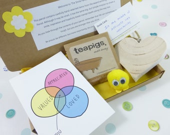 Yellow Letterbox Gift, Pick Me Up, The Smile Parcel Mini, Friend Gift, Just Because, Surprise, Positivity, Mental Health, Treat, Tea Gift