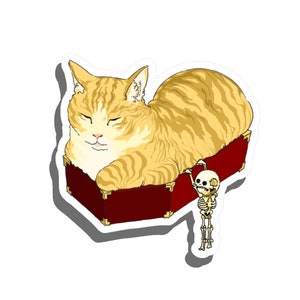 Cat in a Coffin | Cat Stickers | Cat Decals | Kitty Stickers | Cute Cat Stickers | Skeleton Stickers | Skeleton Decals | Cat in a Box |