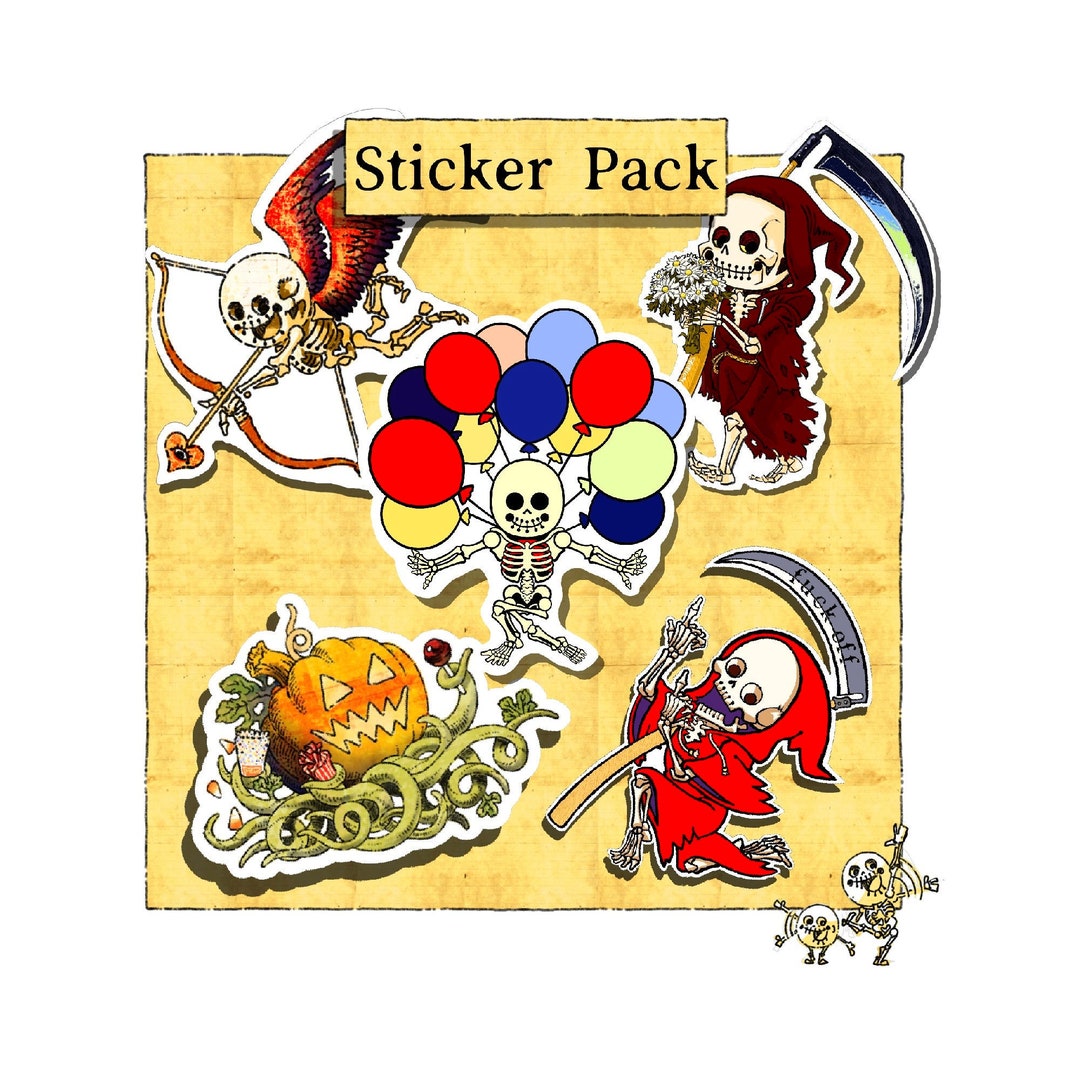 Popodoodle's Skeleton Vinyl Sticker Pack: Weatherproof Laptop Decals - Etsy