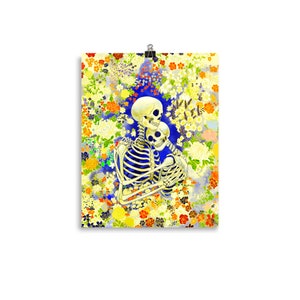 Till Death and Beyond | Skeleton Print | Digital Art Print | Art Print | Popodoodle Prints | Wall Decor | Poster | Skelly Poster |