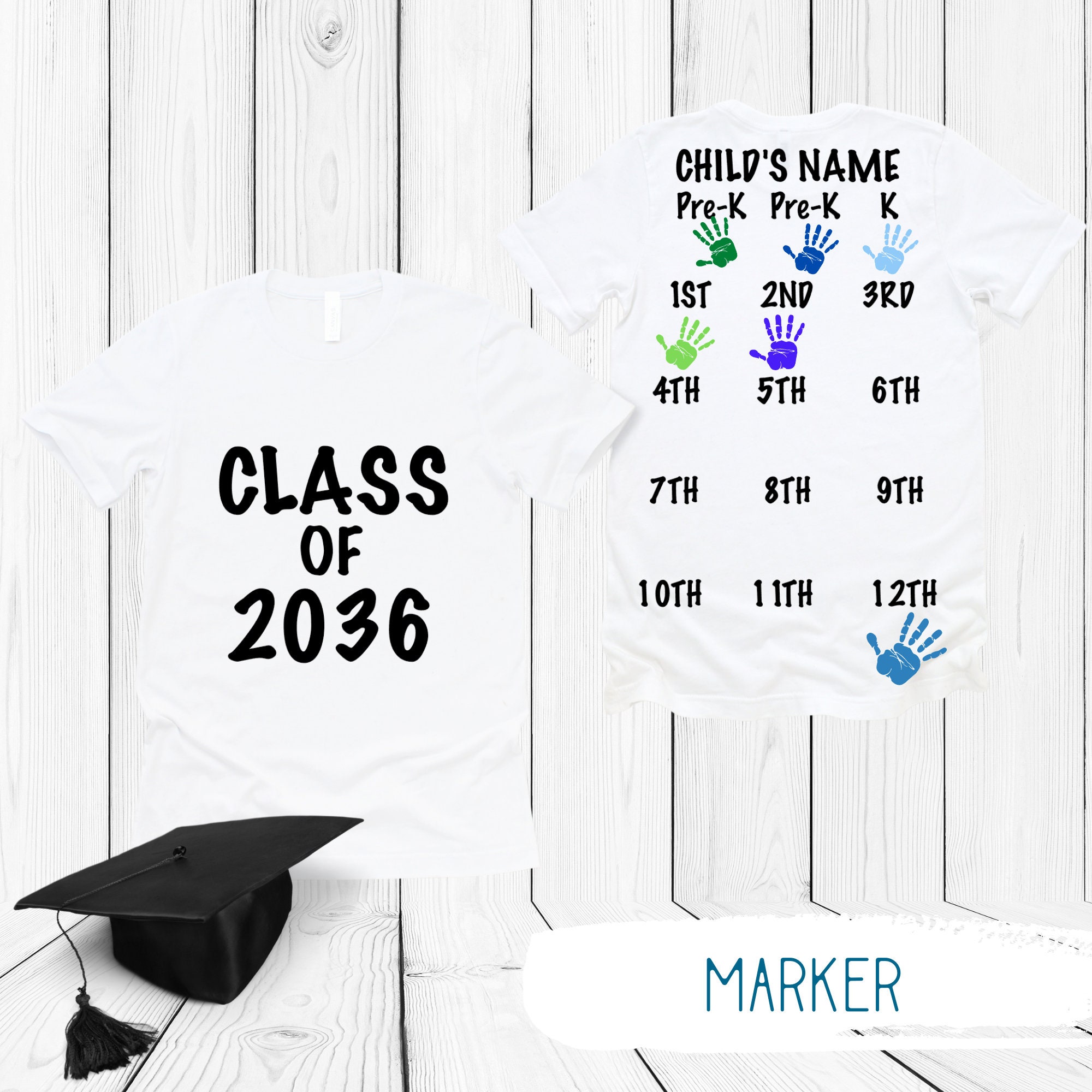 Class of 2035 Handprint Shirt Class of 2036 Grow With Me - Etsy