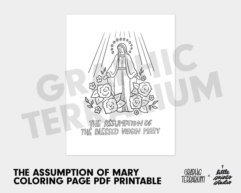 Assumption of the Blessed Virgin Mary Coloring Page | Catholic Marian ...