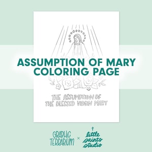 Assumption of the Blessed Virgin Mary Coloring Page | Catholic Marian Feast Day Printable