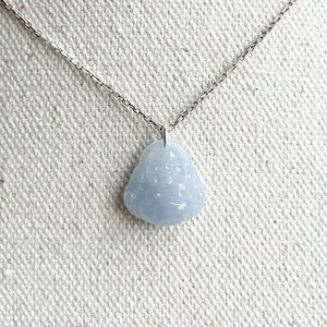 Collar de jade NJ230513, delicado Buda tallado, jade birmano natural, plata, lavanda, minimalista