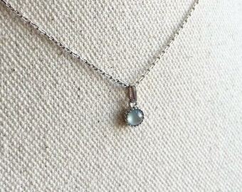 Jade Necklace NJ230908 Dainty Pendant Natural Guatemala Jade Silver Light Blue Minimal