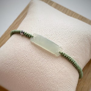 Jade Bracelet BJ220202 Dainty Bar Natural Burmese Jade Hand Tie Green Minimal