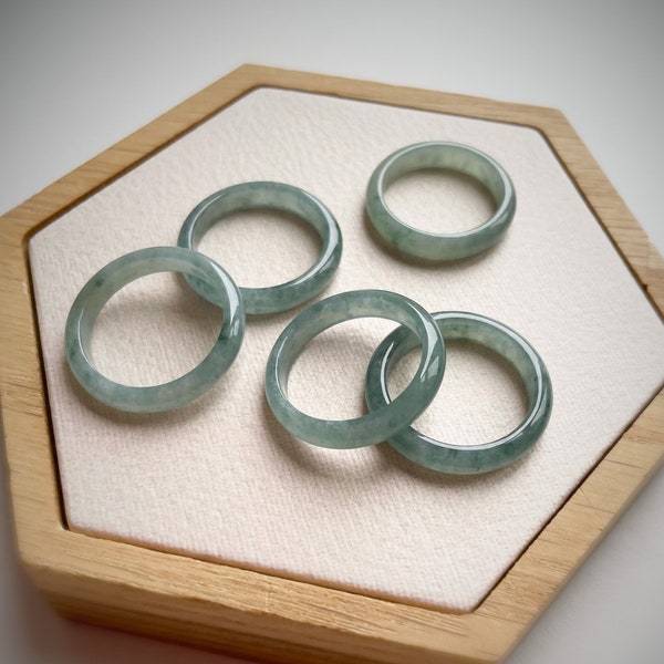 Jade Ring RJ220603 Burmese Jadeite Blue Green Delicate Minimal