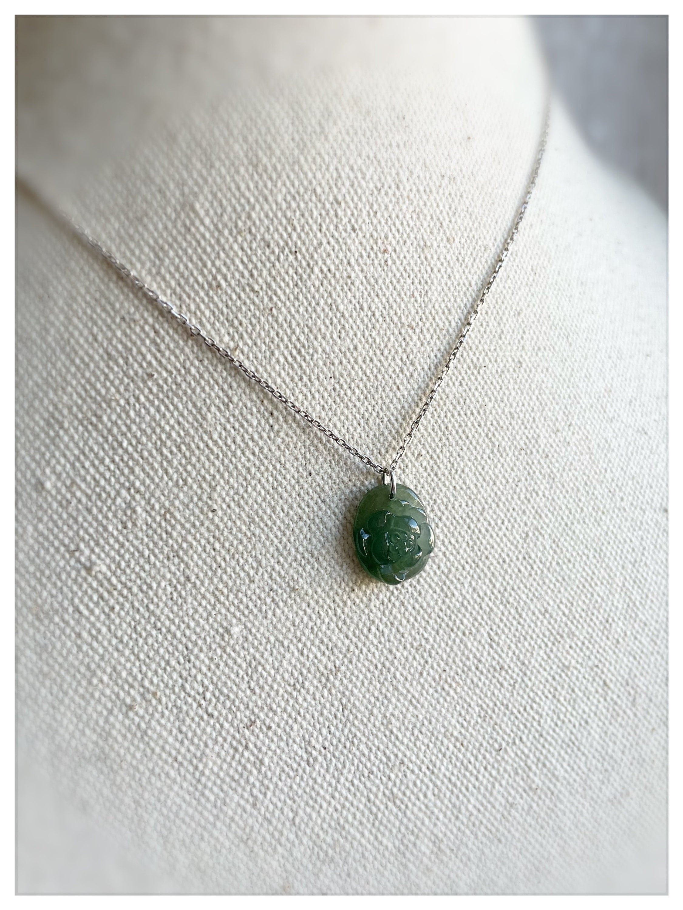 Pendentif En Argent 925 Avec Jade Birman Vert Naturel - Jadéite - Pour Femme
