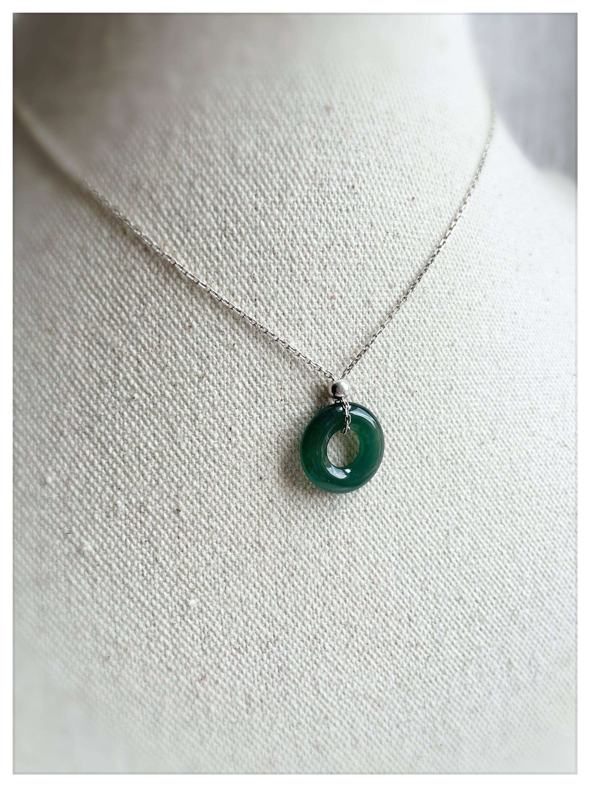 NEIGHBORHOOD ネックレス　グリーン Green Jade Circle Pendant 925 Silver 14K Gold Filled