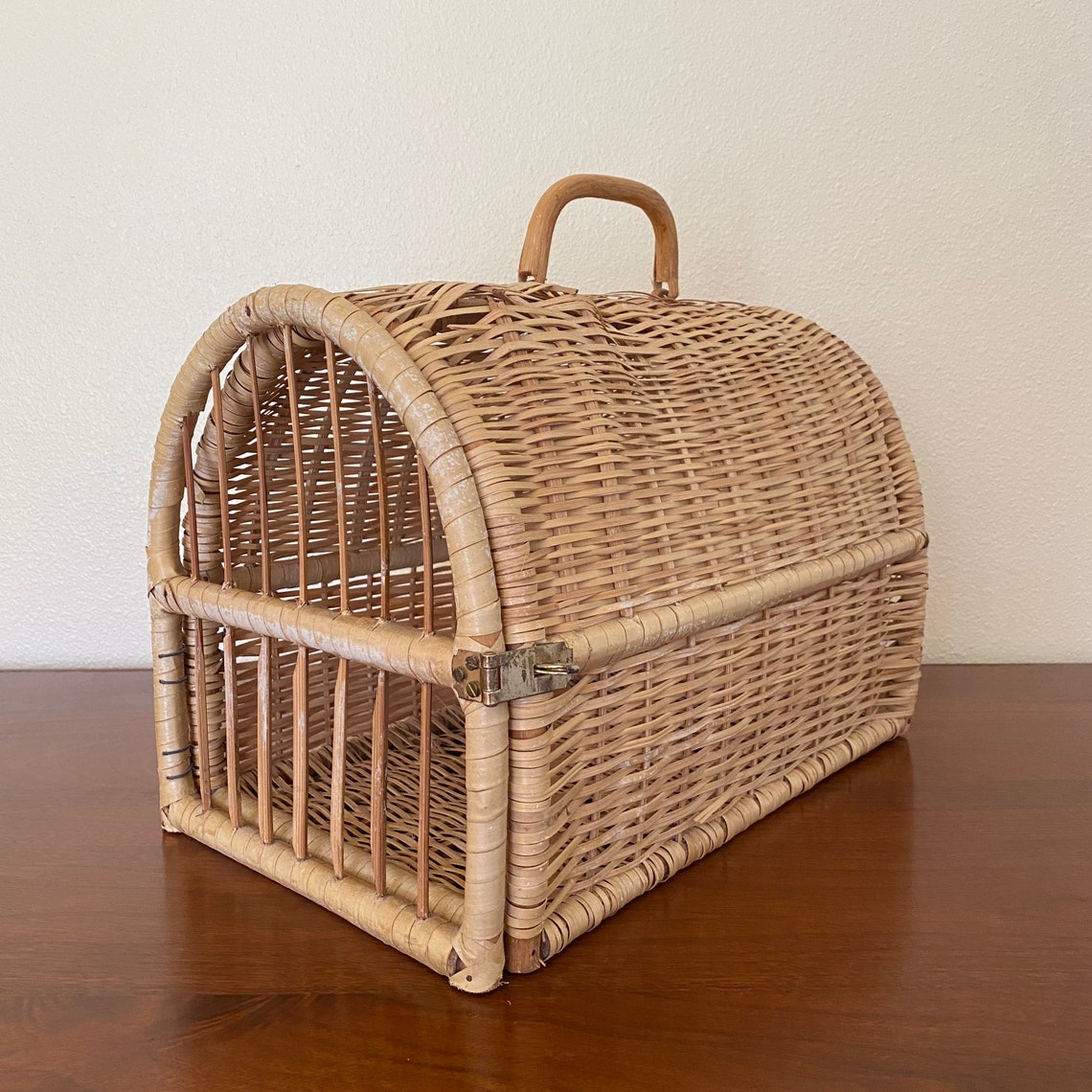 Vintage Rattan Pet Carrier Etsy