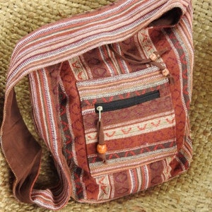 Brown/Multicolour Crossbody bag, hippie Bag / Boho casual bag, hobo bag, Unisex, hippie bag,casual bag/ festival/xmas