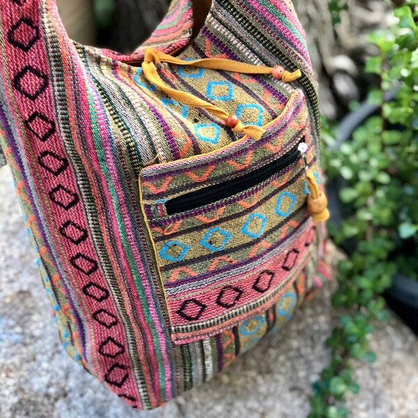 Khaki/mustard multicolour Crossbody bag /boho bag /hippie bag/ casual /hobo bag /sling bag / birthday gift / unisex/ market bag / festival