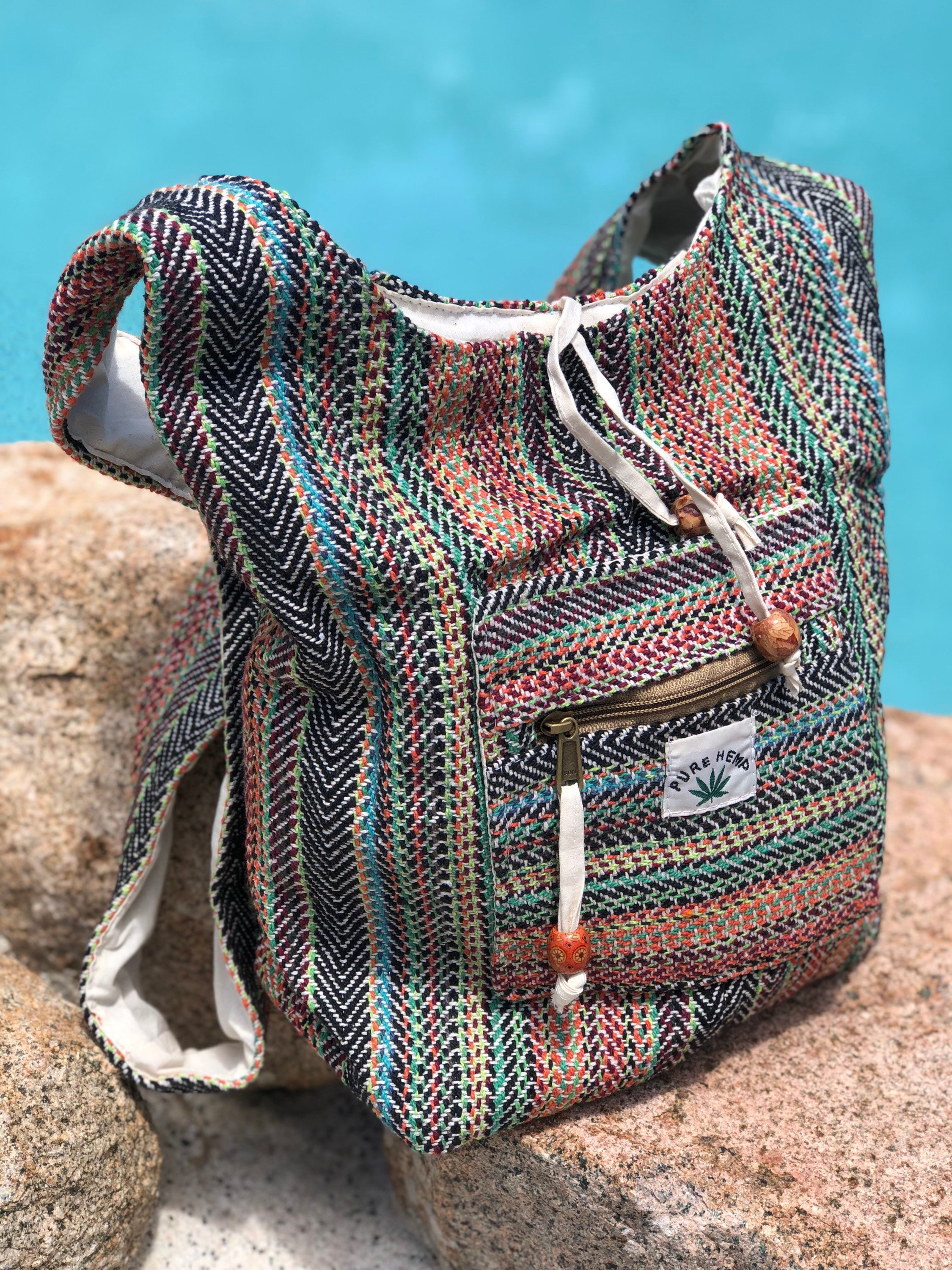 Multicolour Hemp Crossbody Bag / Boho Bag/festival/hippie Bag Etsy
