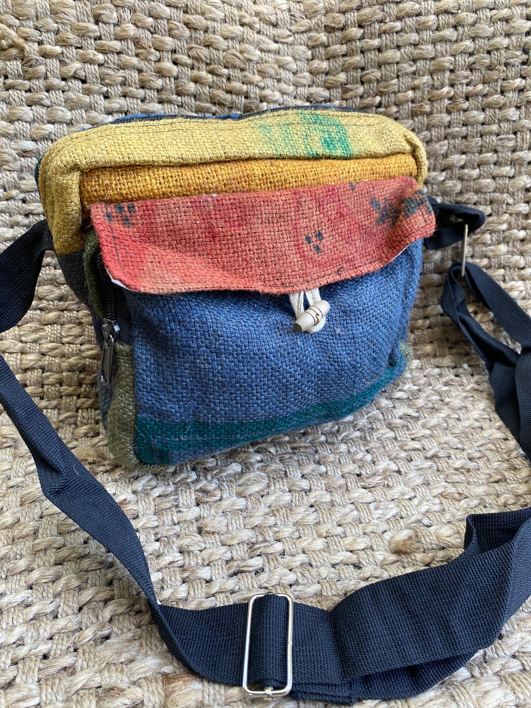 Trendy and Colourful Hemp Boho Shoulder Bag/ Hobo Bag/ Etsy