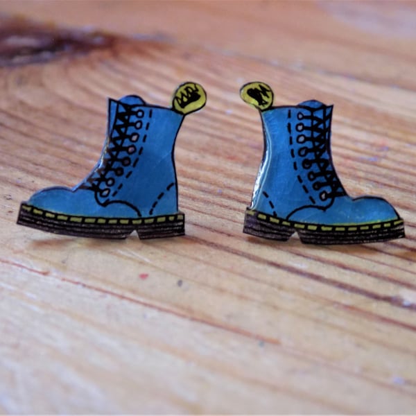 Cute little Doctor Martens boots style stud earrings, available in 9 colours