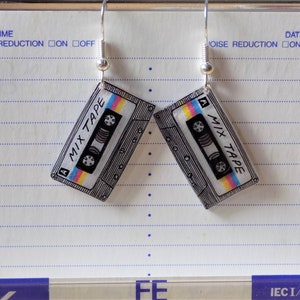 Retro mixtape earrings, 80s cassette tapes