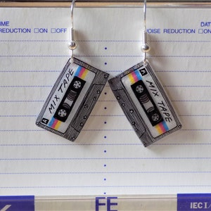 Retro mixtape earrings, 80s cassette tapes