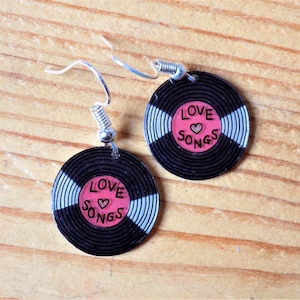 Love Songs vinyl record earrings