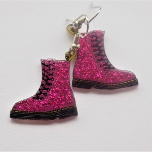 Glittery Doctor Martens style earrings, 9 colour options