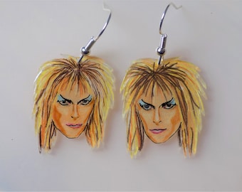 Boucles d'oreilles Jareth le roi gobelin, bijoux labyrinthe dessinés à la main