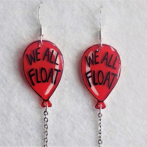 We All Float red balloon earrings, perfect gift for anyone who loves 'It'