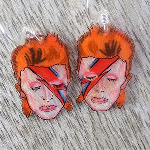 David Bowie Aladdin Sane style earrings, hand drawn