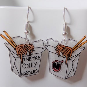 They're Only Noodles Lost Boys inspired earrings, Chinese takeaway cartons