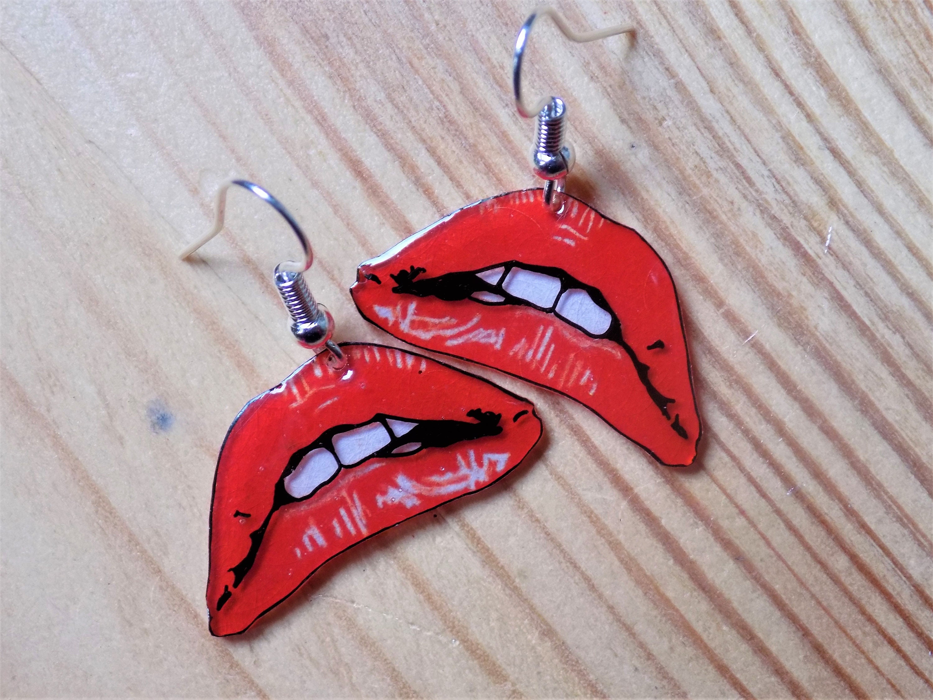 Rocky Horror Picture Show red lips earrings Rocky Horrow Etsy