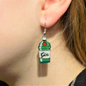 Handgezeichnete Gin Tonic Ohrringe, personalisierbar, perfektes Geschenk für jeden Gin Liebhaber Bild 8