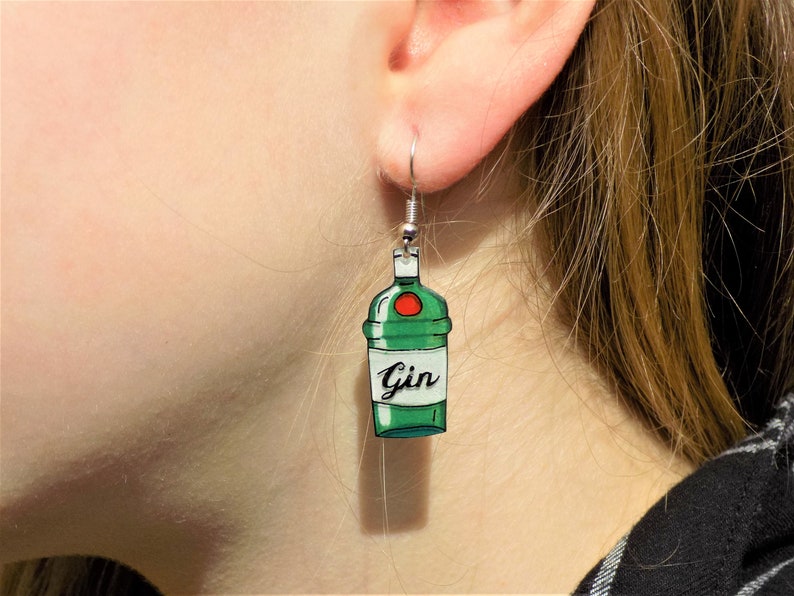 Handgezeichnete Gin Tonic Ohrringe, personalisierbar, perfektes Geschenk für jeden Gin Liebhaber Bild 8