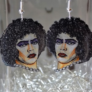 Dr Frank-n-Furter earrings, inspired by The Rocky Horror Picture Show. cult earrings, fan earrings, film earrings, Tim Curry earrings
