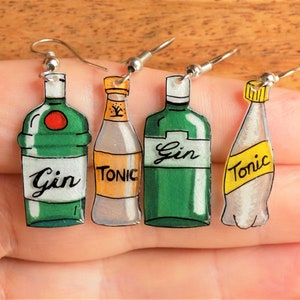 Handgezeichnete Gin Tonic Ohrringe, personalisierbar, perfektes Geschenk für jeden Gin Liebhaber Bild 4