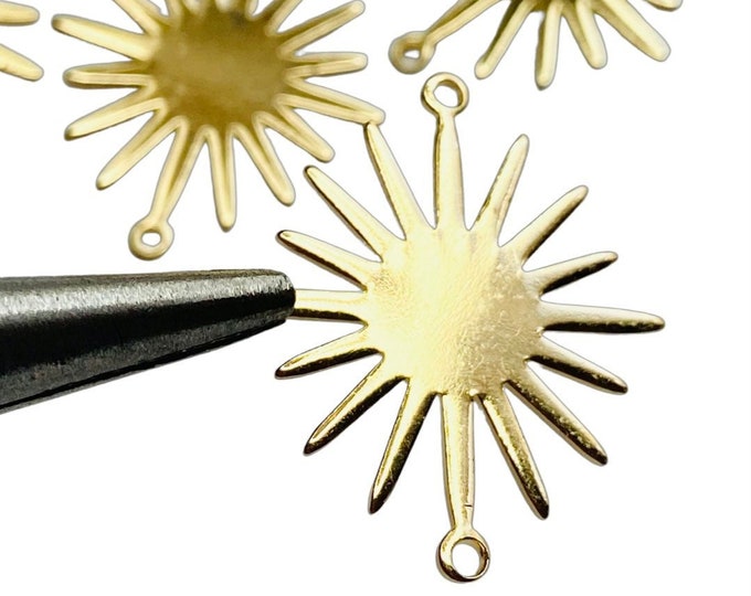 Clearance 24 Imperfect Sun Star Celestial Jewelry Findings Shapes Gold Brass Jewelry Connectors Charms Charm Earring Earrings Findings