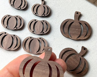 Walnut Wood Stacked Pumpkin or Single Pumpkin Earring Blanks, Jewelry Making Blanks, Fall Earring Making Supplies