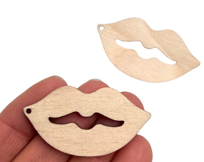 Unfinished Wood Lip Lips Earring Blanks Connectors Valentine's Day Crafts