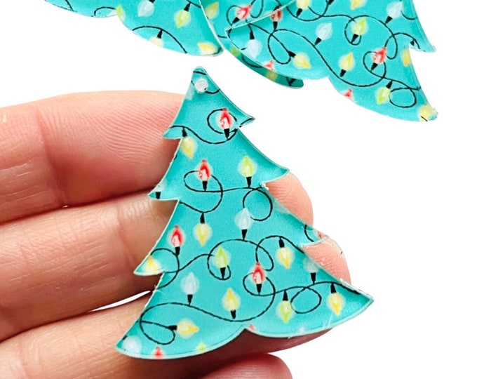 Acrylic Earring BLANKS Turquoise Christmas Tree w/Lights Earrings