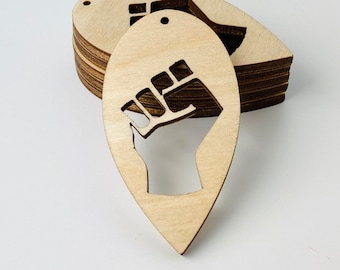 Wood Africa Fist Earring Blanks, Teardrop Charms (2 inch)