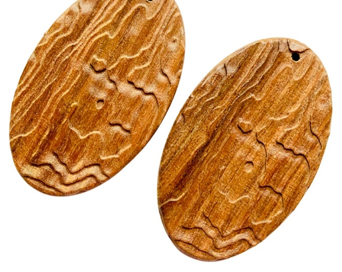 Wood 48mm Oval Earring Blanks Hoop Hoops 3D Look Charms Cutout Pendant Jewelry Blanks, Earring Supplies