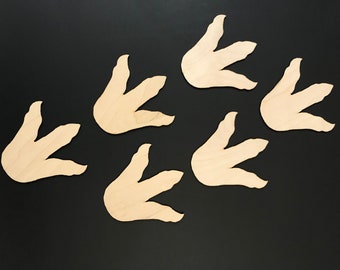 Dinosaur Footprints, Laser Cut Wood, Unfinished Craft Shapes, 6-Pack