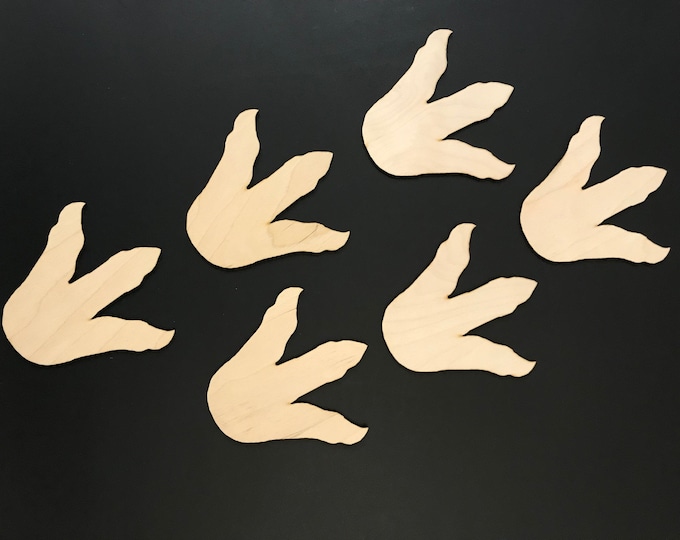 6-Pack Dinosaur Foot Prints FREE SHIPPING! Laser Unfinished Wood Feet Cut Out Shapes Crafts Footprint Feet Craft Prehistoric