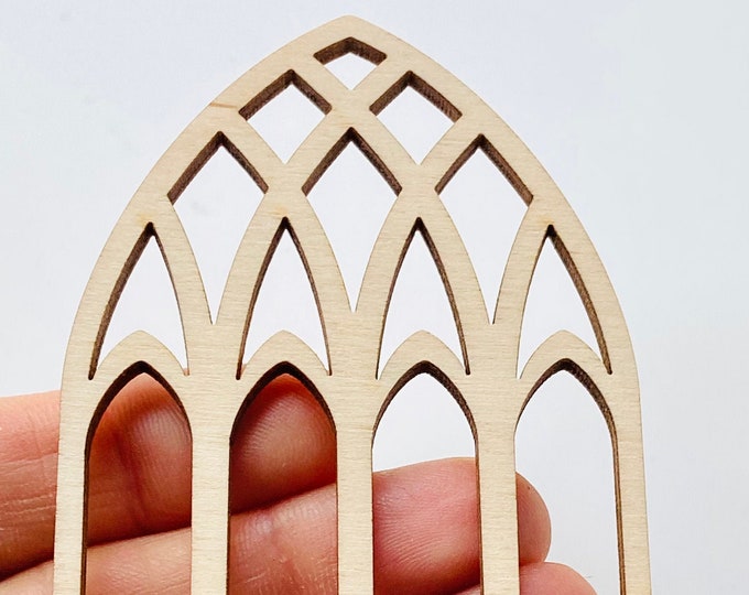 Unfinished 1/12th Scale Wood Dollhouse Fairy Garden Church Diorama Bird House Cathedral Window Crafts Doll House 1:12