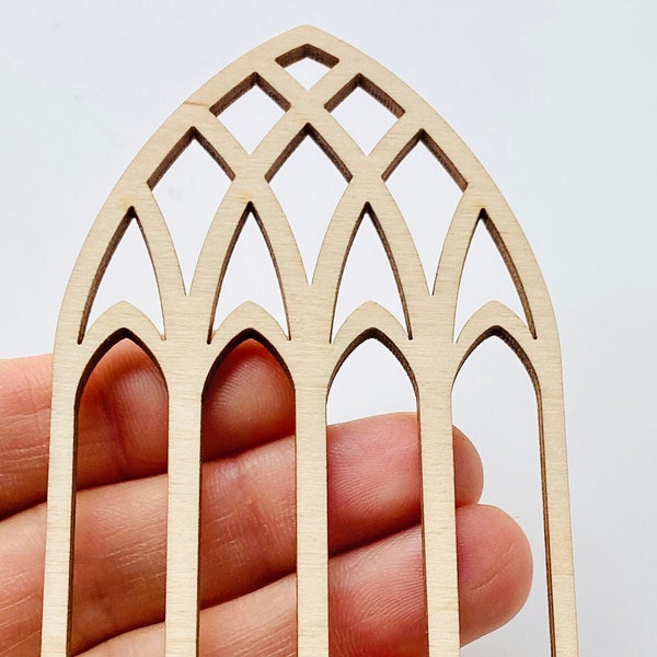 Unfinished 1/12th Scale Wood Dollhouse Fairy Garden Church Diorama Bird House Cathedral Window Crafts Doll House 1:12